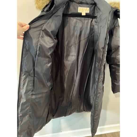 Michael Kors Down Puffer Coat Gunmetal Gray Size M – Hooded Coat with Faux Fur - Picture 5 of 9